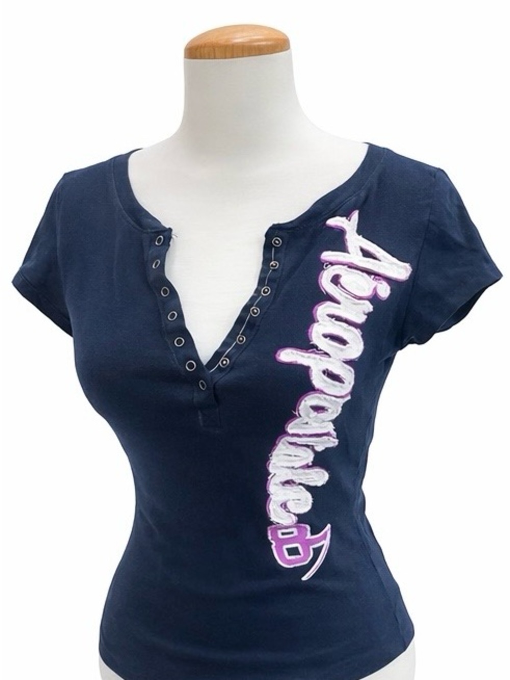 Aeropostale Navy Blue Graphic Tee with Pink & White Logo lettering